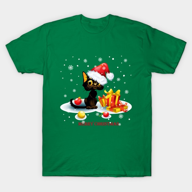 Happy Cat Christmas T-Shirt by DunieVu95